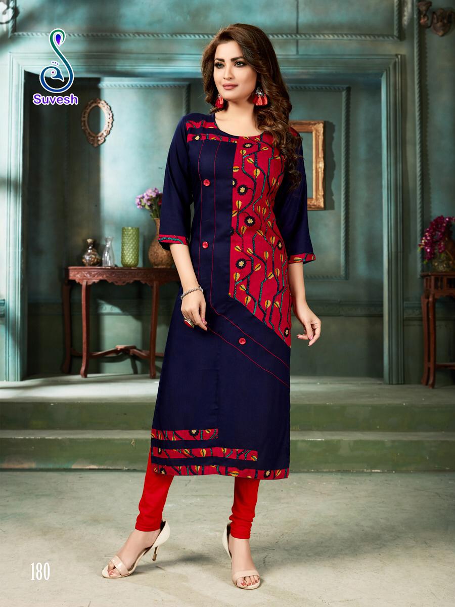 Natasha Vol-16 By Suvesh 179 To 185 Series Beautiful Colorful Stylish Fancy Casual Wear & Ethnic Wear & Ready To Wear Haevy Reyon Print Kurtis At Wholesale Price