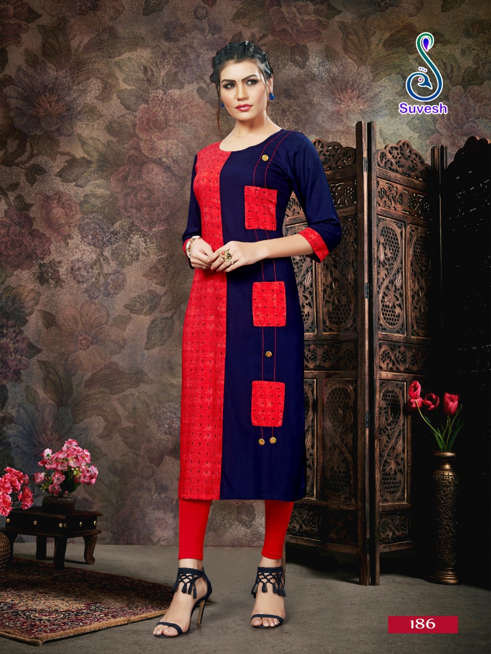 Natasha Vol-17 By Suvesh 186 To 192 Series Beautiful Colorful Stylish Fancy Casual Wear & Ethnic Wear & Ready To Wear Haevy Reyon Print Kurtis At Wholesale Price