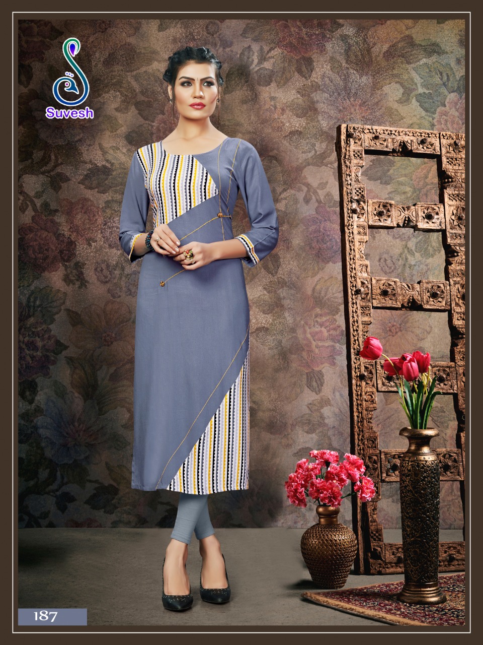 Natasha Vol-17 By Suvesh 186 To 192 Series Beautiful Colorful Stylish Fancy Casual Wear & Ethnic Wear & Ready To Wear Haevy Reyon Print Kurtis At Wholesale Price