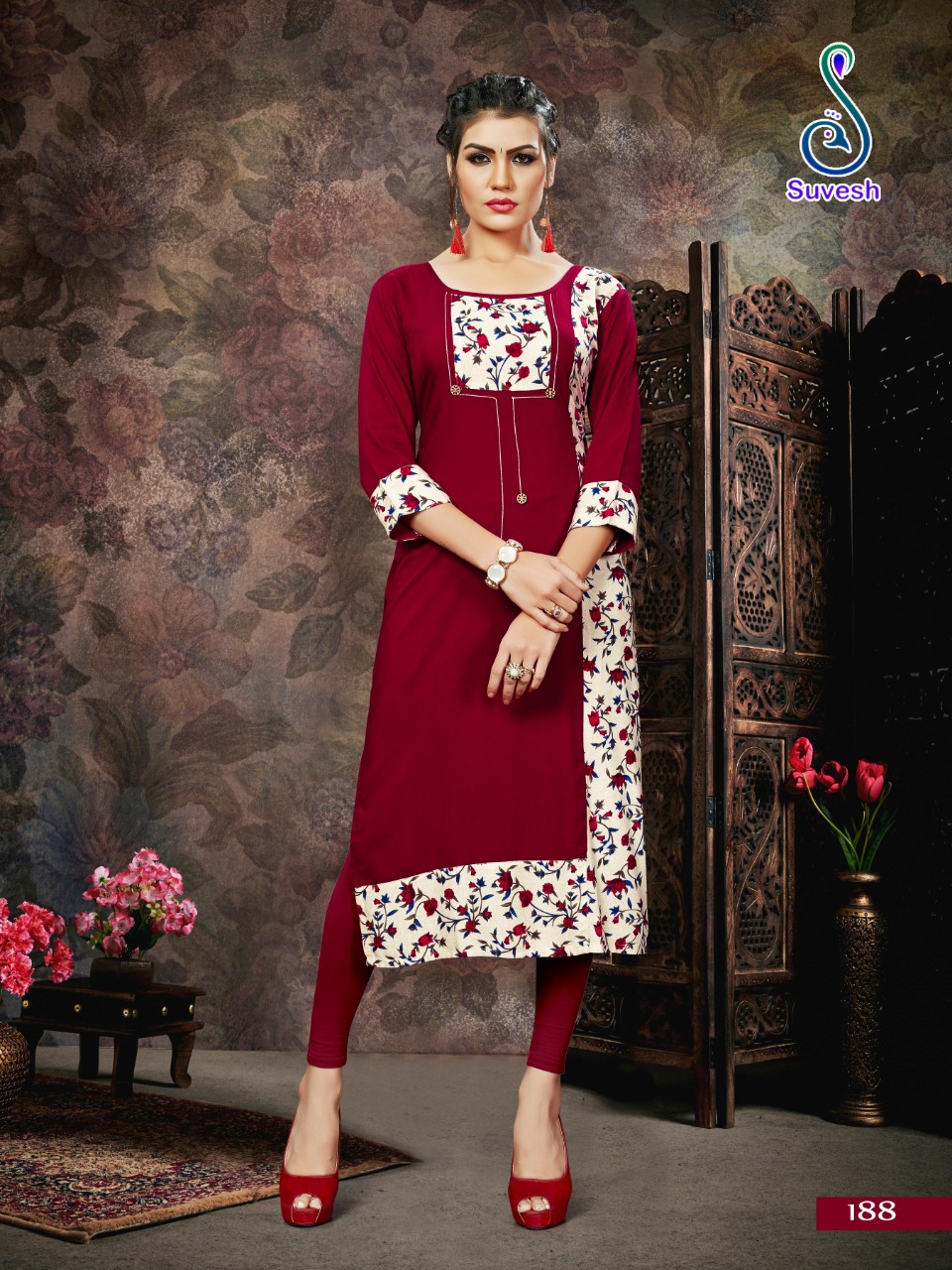 Natasha Vol-17 By Suvesh 186 To 192 Series Beautiful Colorful Stylish Fancy Casual Wear & Ethnic Wear & Ready To Wear Haevy Reyon Print Kurtis At Wholesale Price
