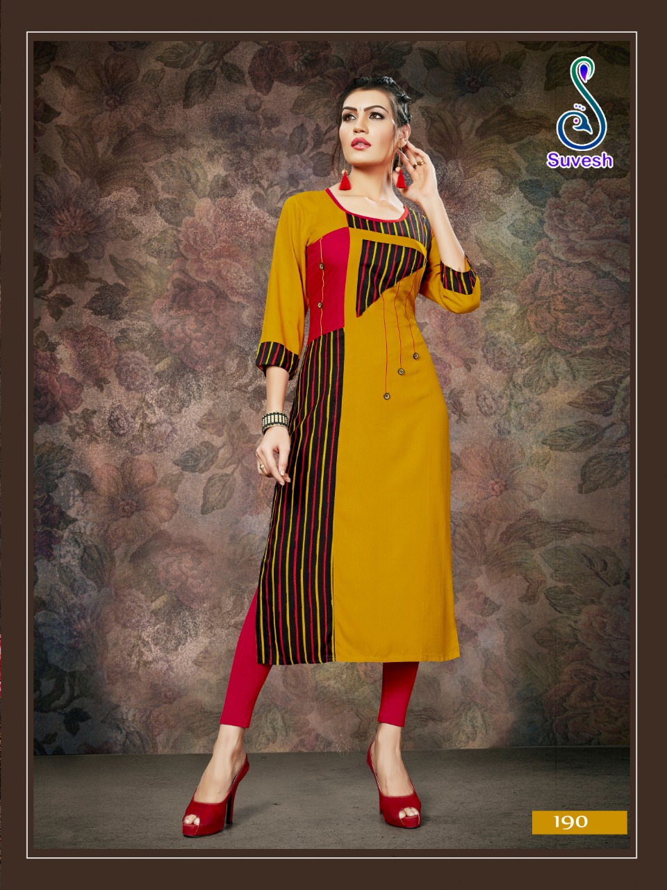 Natasha Vol-17 By Suvesh 186 To 192 Series Beautiful Colorful Stylish Fancy Casual Wear & Ethnic Wear & Ready To Wear Haevy Reyon Print Kurtis At Wholesale Price