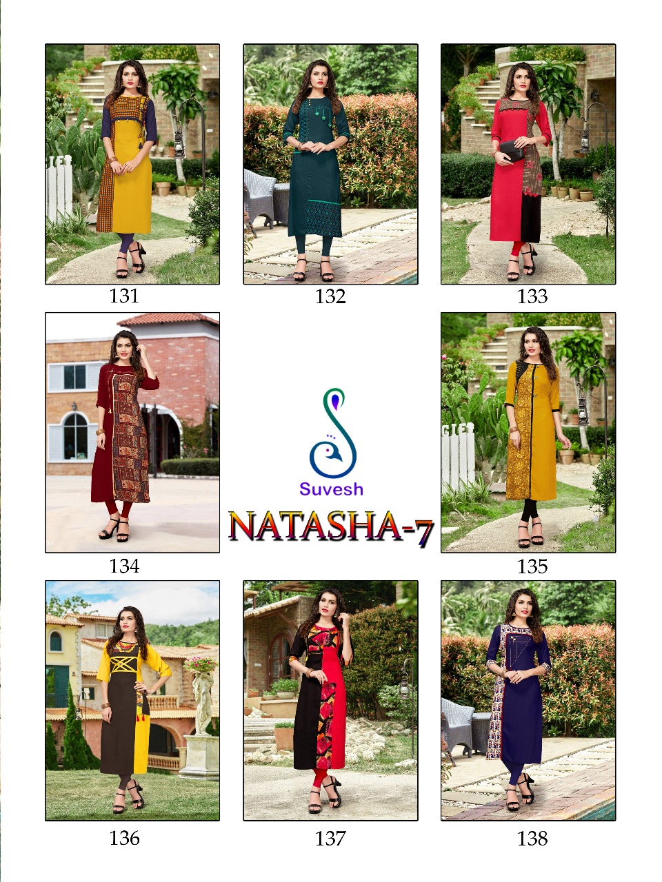 Natasha Vol-7 By Suvesh 131 To 138 Series Beautiful Stylish Fancy Colorful Casual Wear & Ethnic Wear Collection Heavy Rayon Printed Kurtis At Wholesale Price
