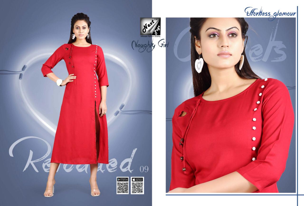 Naughty Girl By Next Page 01 To 10 Series Beautiful Colorful Stylish Fancy Casual Wear & Ethnic Wear & Ready To Wear Heavy Rayon/cotton Printed Kurtis At Wholesale Price