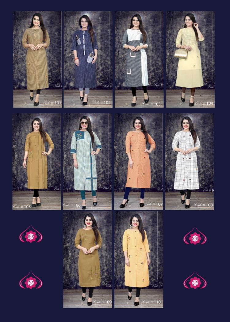 Navika By Sweta 101 To 110 Series Beautiful Stylish Fancy Colorful Casual Wear & Ethnic Wear & Ready To Wear Heavy Cotton Printed Kurtis At Wholesale Price