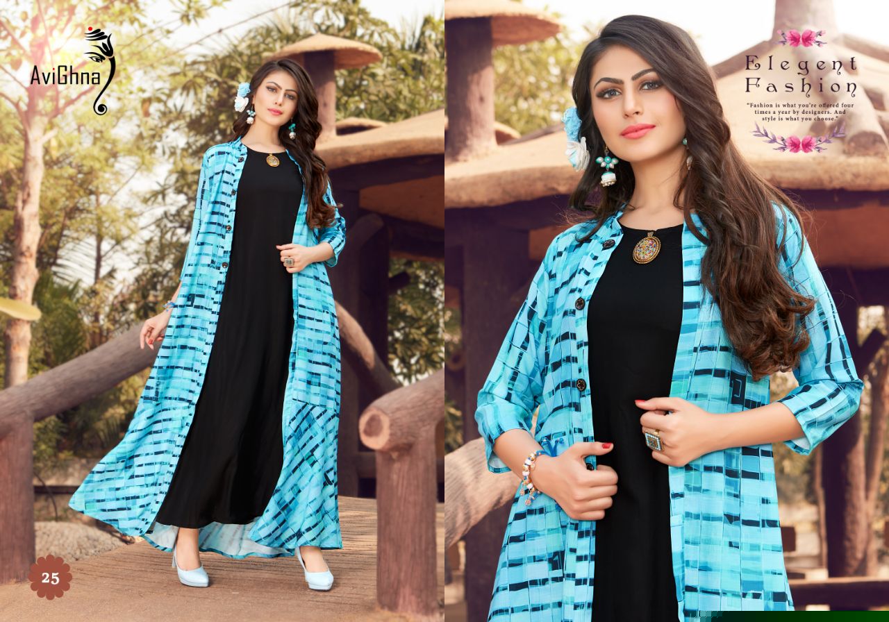 Navlika Vol-1 By Avighna Creation 21 To 30 Series Beautiful Colorful Stylish Fancy Casual Wear & Ethnic Wear & Ready To Wear Heavy Rayon Printed & Work Kurtis At Wholesale Price