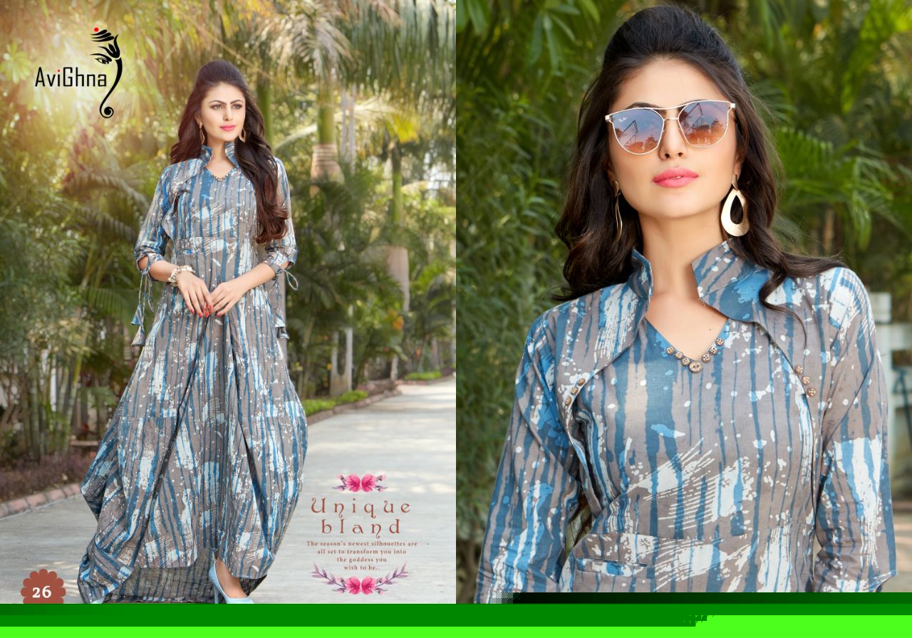 Navlika Vol-1 By Avighna Creation 21 To 30 Series Beautiful Colorful Stylish Fancy Casual Wear & Ethnic Wear & Ready To Wear Heavy Rayon Printed & Work Kurtis At Wholesale Price