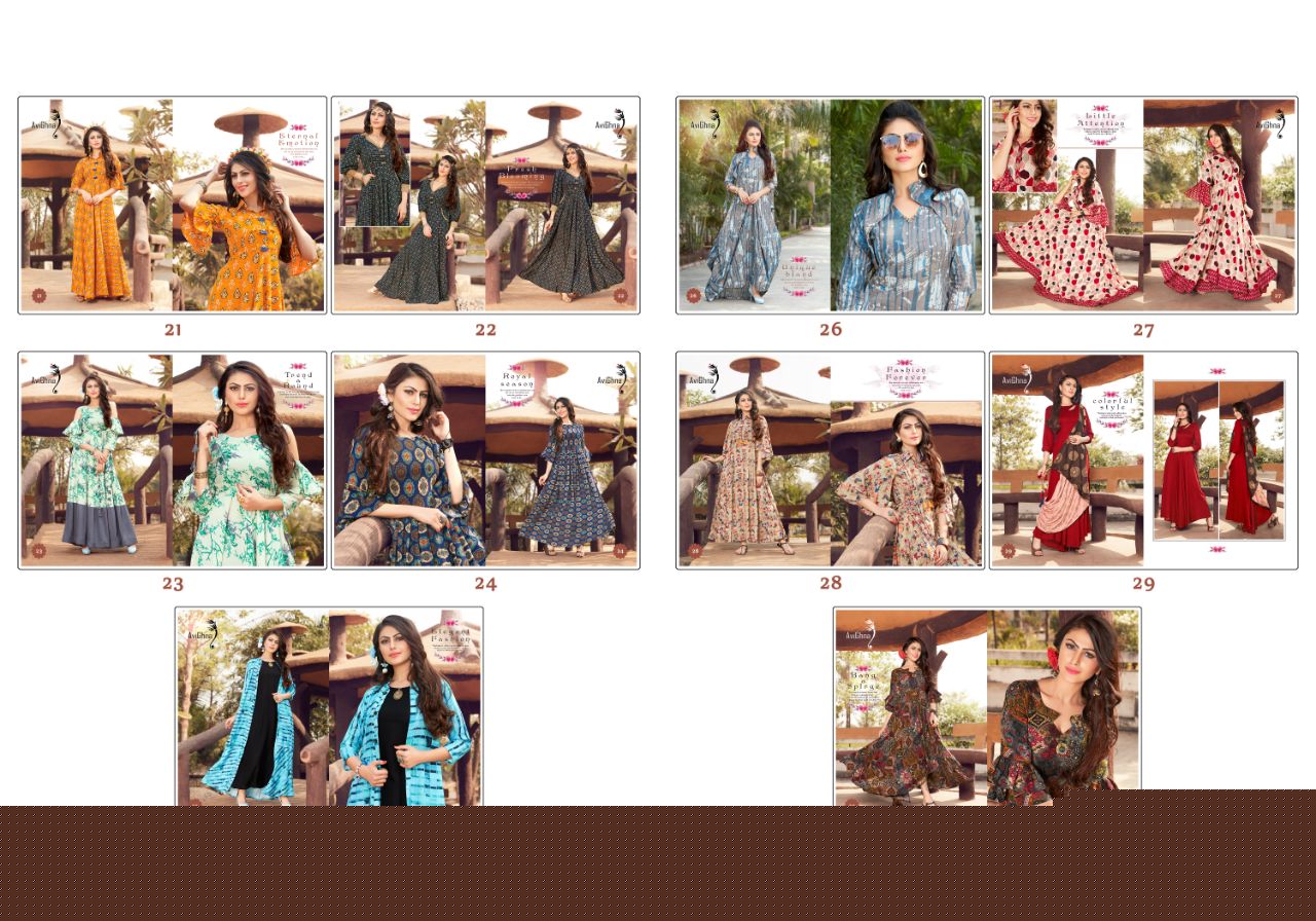 Navlika Vol-1 By Avighna Creation 21 To 30 Series Beautiful Colorful Stylish Fancy Casual Wear & Ethnic Wear & Ready To Wear Heavy Rayon Printed & Work Kurtis At Wholesale Price