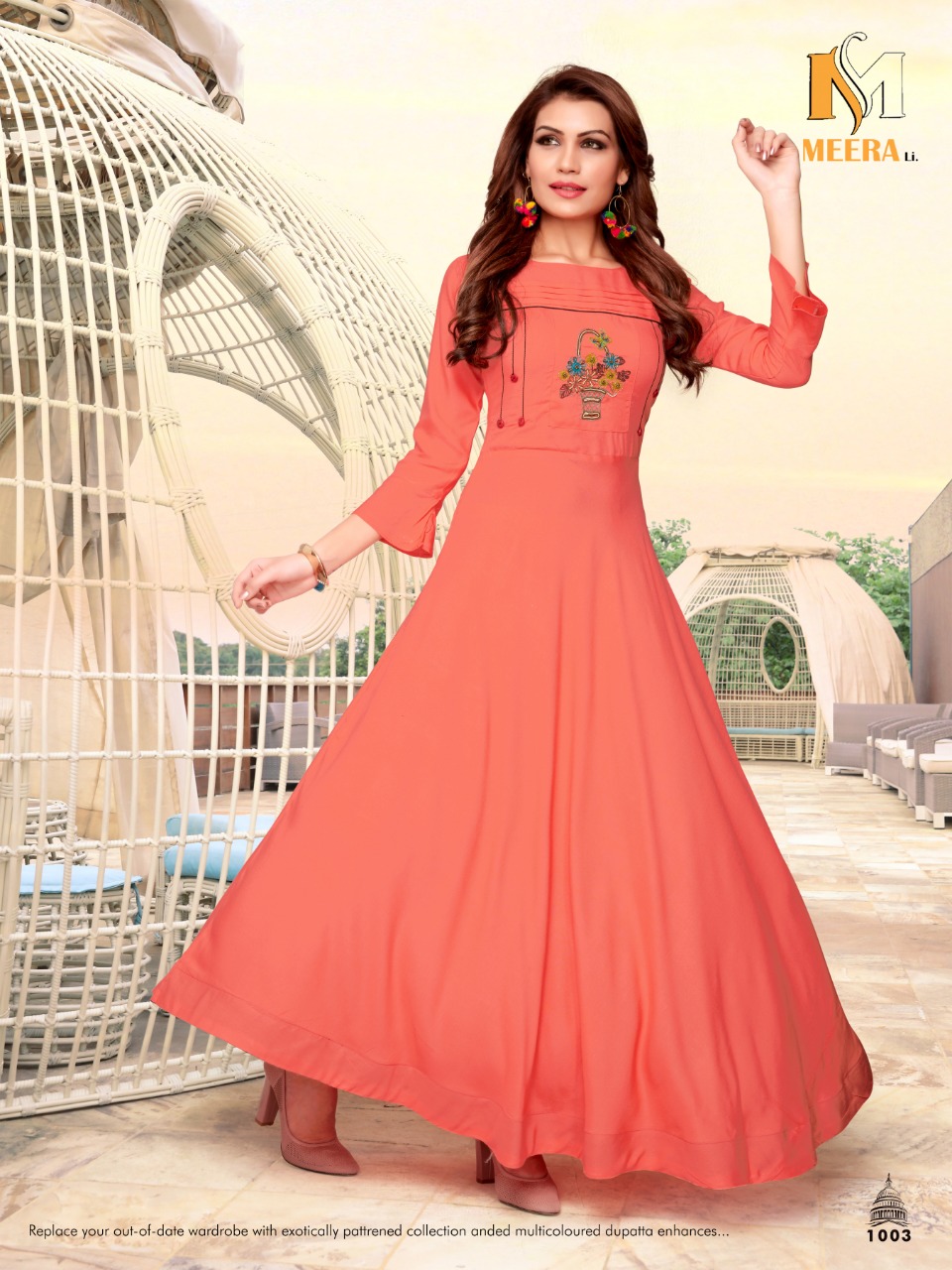 Navrat Vol-2 By Meerali 1001 To 1006 Series Beautiful Stylish Colorful Fancy Party Wear & Ethnic Wear & Ready To Wear Rayon Embroidered Kurtis At Wholesale Price