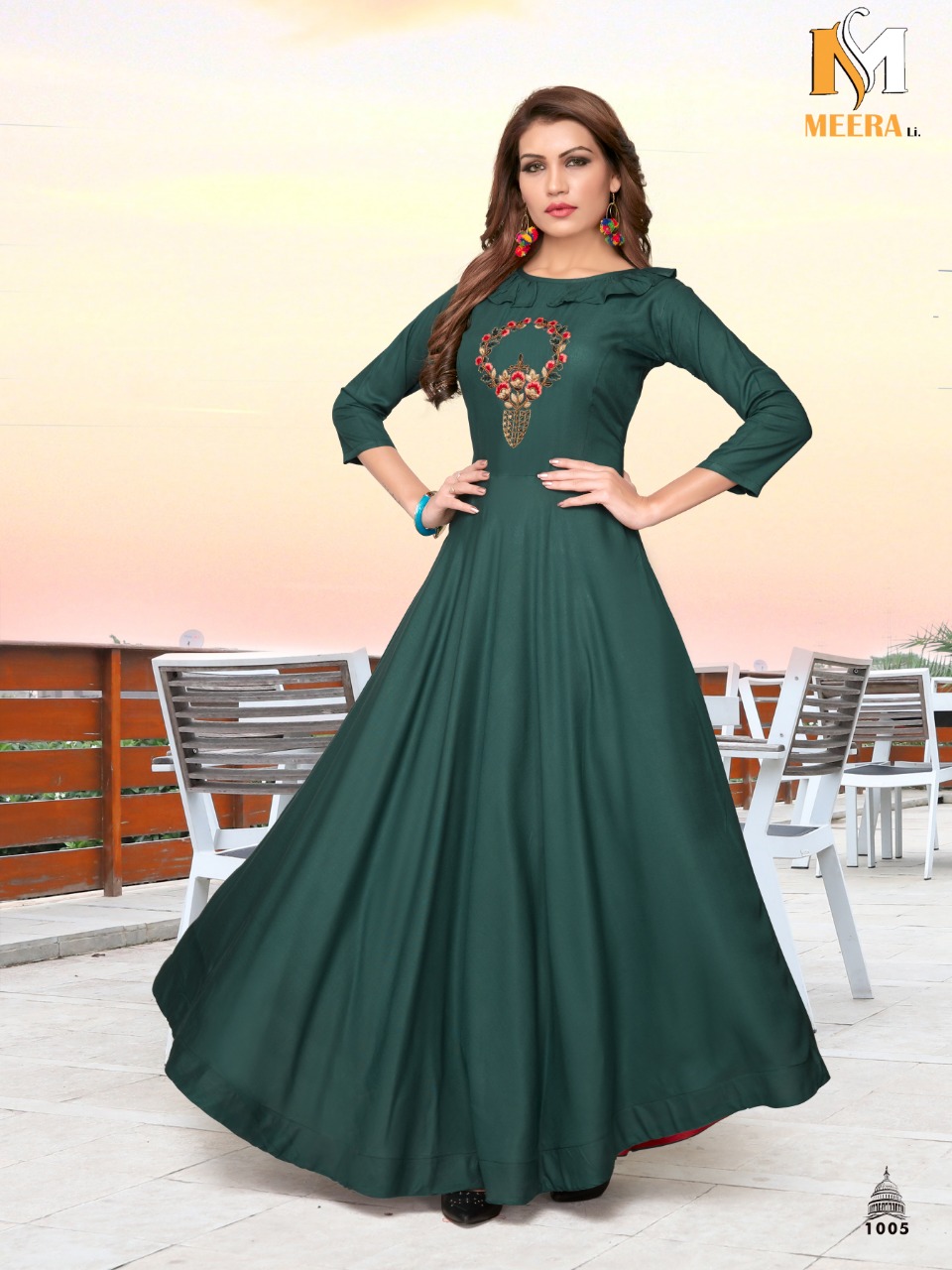 Navrat Vol-2 By Meerali 1001 To 1006 Series Beautiful Stylish Colorful Fancy Party Wear & Ethnic Wear & Ready To Wear Rayon Embroidered Kurtis At Wholesale Price