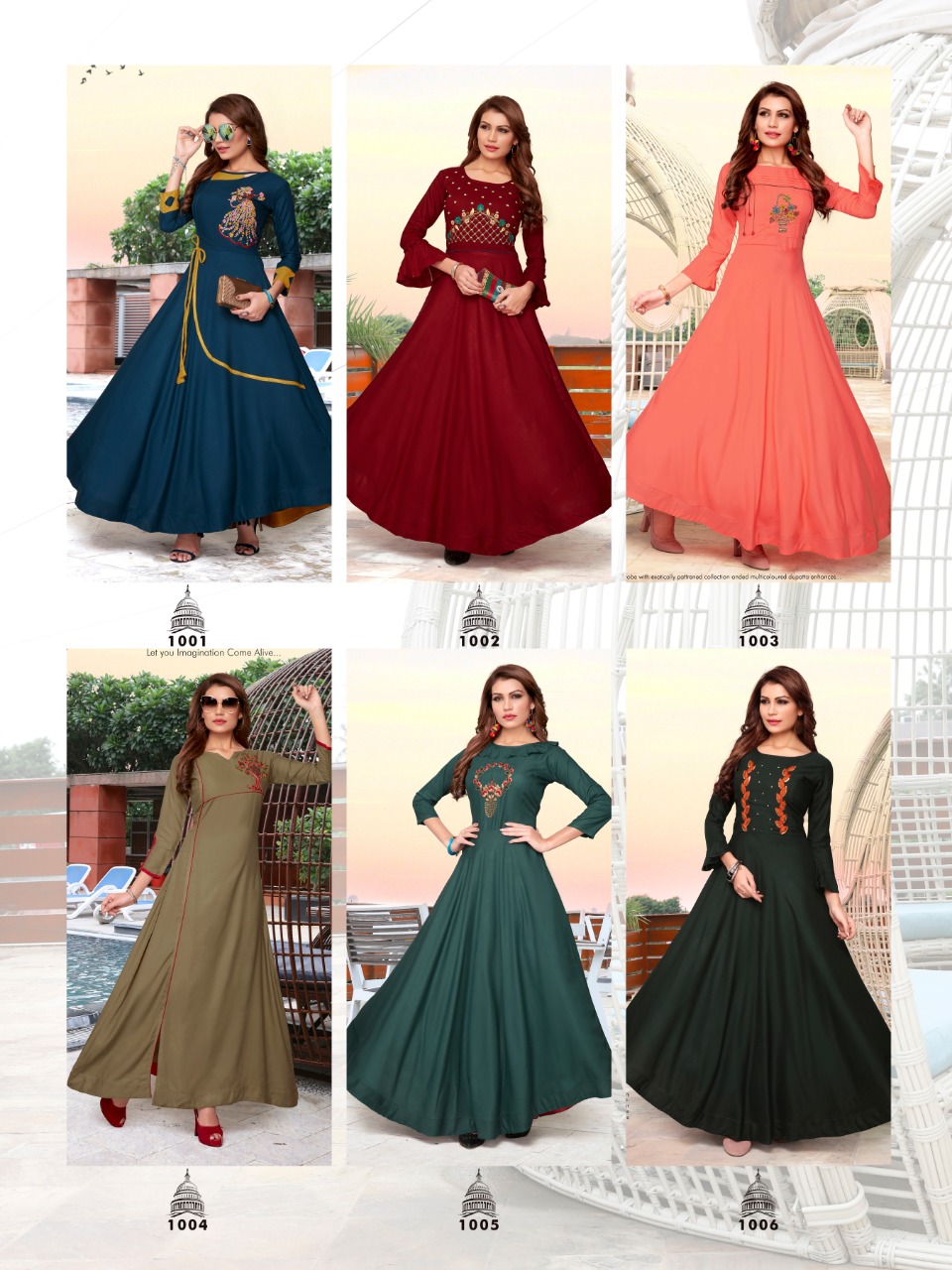 Navrat Vol-2 By Meerali 1001 To 1006 Series Beautiful Stylish Colorful Fancy Party Wear & Ethnic Wear & Ready To Wear Rayon Embroidered Kurtis At Wholesale Price