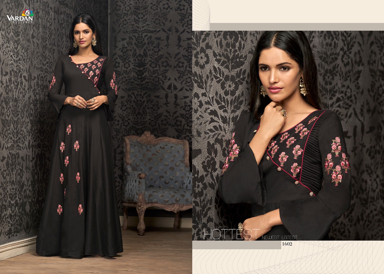 Navya Vol-16 By Vardan Designer 1601 To 1604 Series Beautiful Stylish Fancy Colorful Casual Wear & Ethnic Wear & Ready To Wear Muslin With Embroidery Gowns At Wholesale Price