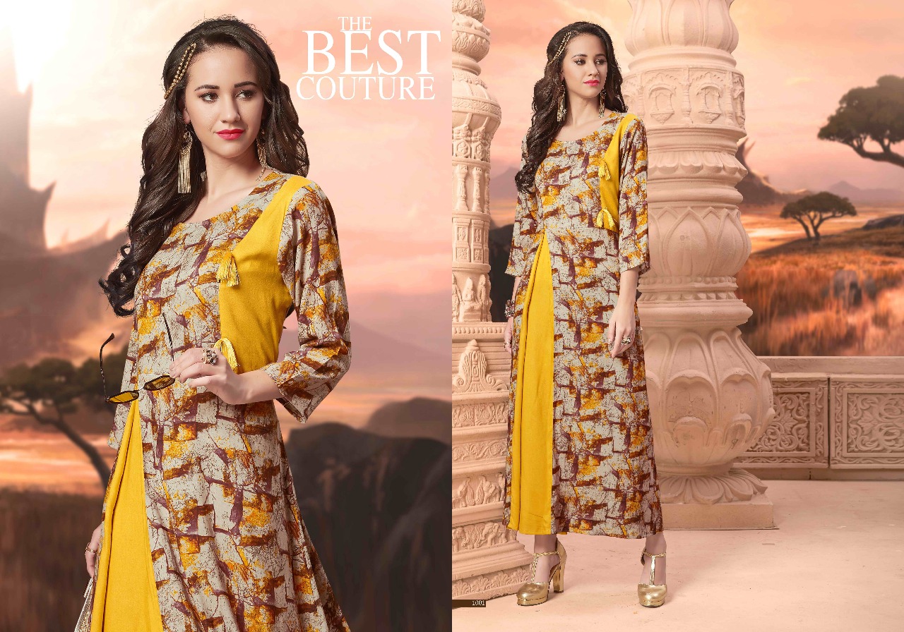 Navya By Vardhita 1001 To 1007 Series Designer Beautiful Fancy Colorful Stylish Party Wear & Ethnic Wear Rayon Printed Kurtis At Wholesale Price