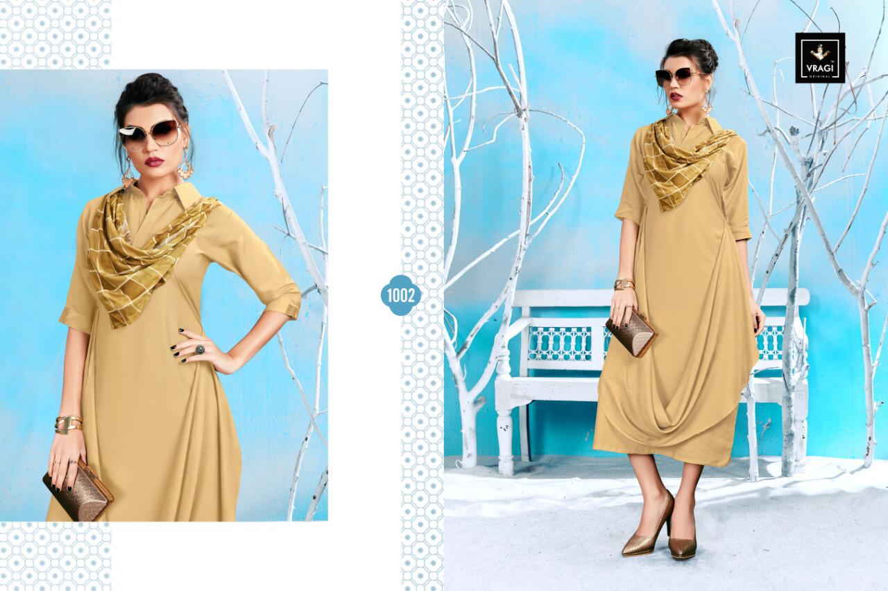 Navya By Vragi 1001 To 1005 Series Beautiful Colorful Stylish Fancy Casual Wear & Ethnic Wear & Ready To Wear Rayon Embroidered Kurtis At Wholesale Price