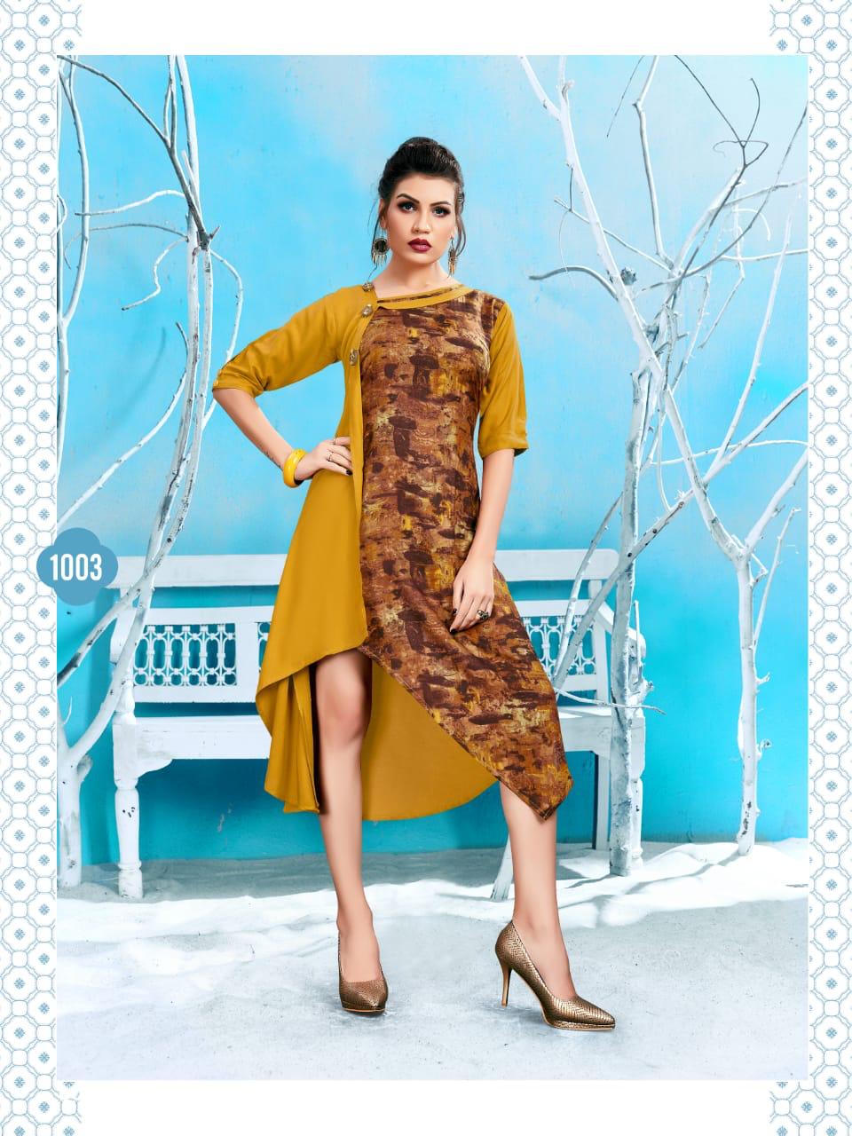 Navya By Vragi 1001 To 1005 Series Beautiful Colorful Stylish Fancy Casual Wear & Ethnic Wear & Ready To Wear Rayon Embroidered Kurtis At Wholesale Price