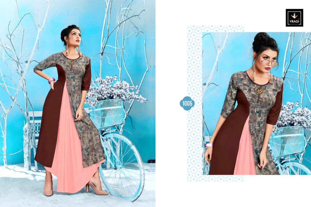 Navya By Vragi 1001 To 1005 Series Beautiful Colorful Stylish Fancy Casual Wear & Ethnic Wear & Ready To Wear Rayon Embroidered Kurtis At Wholesale Price