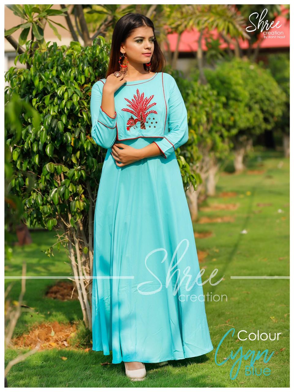 Navyariti Vol-1 By Shree Creation Beautiful Designer Stylish Colorful Fancy Party Wear & Ethnic Wear & Ready To Wear Heavy Rayon & Muslin Kurtis At Wholesale Price