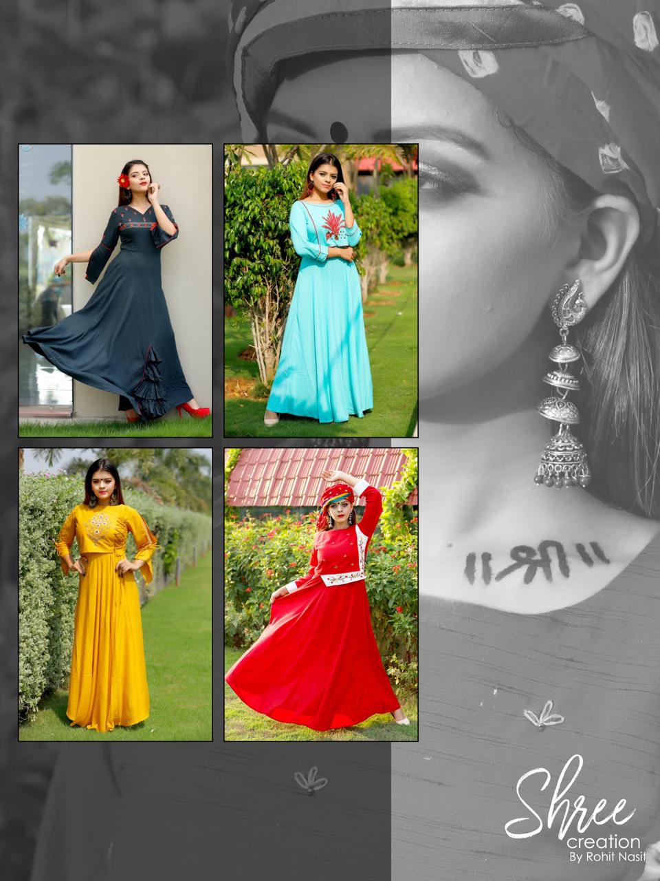 Navyariti Vol-1 By Shree Creation Beautiful Designer Stylish Colorful Fancy Party Wear & Ethnic Wear & Ready To Wear Heavy Rayon & Muslin Kurtis At Wholesale Price