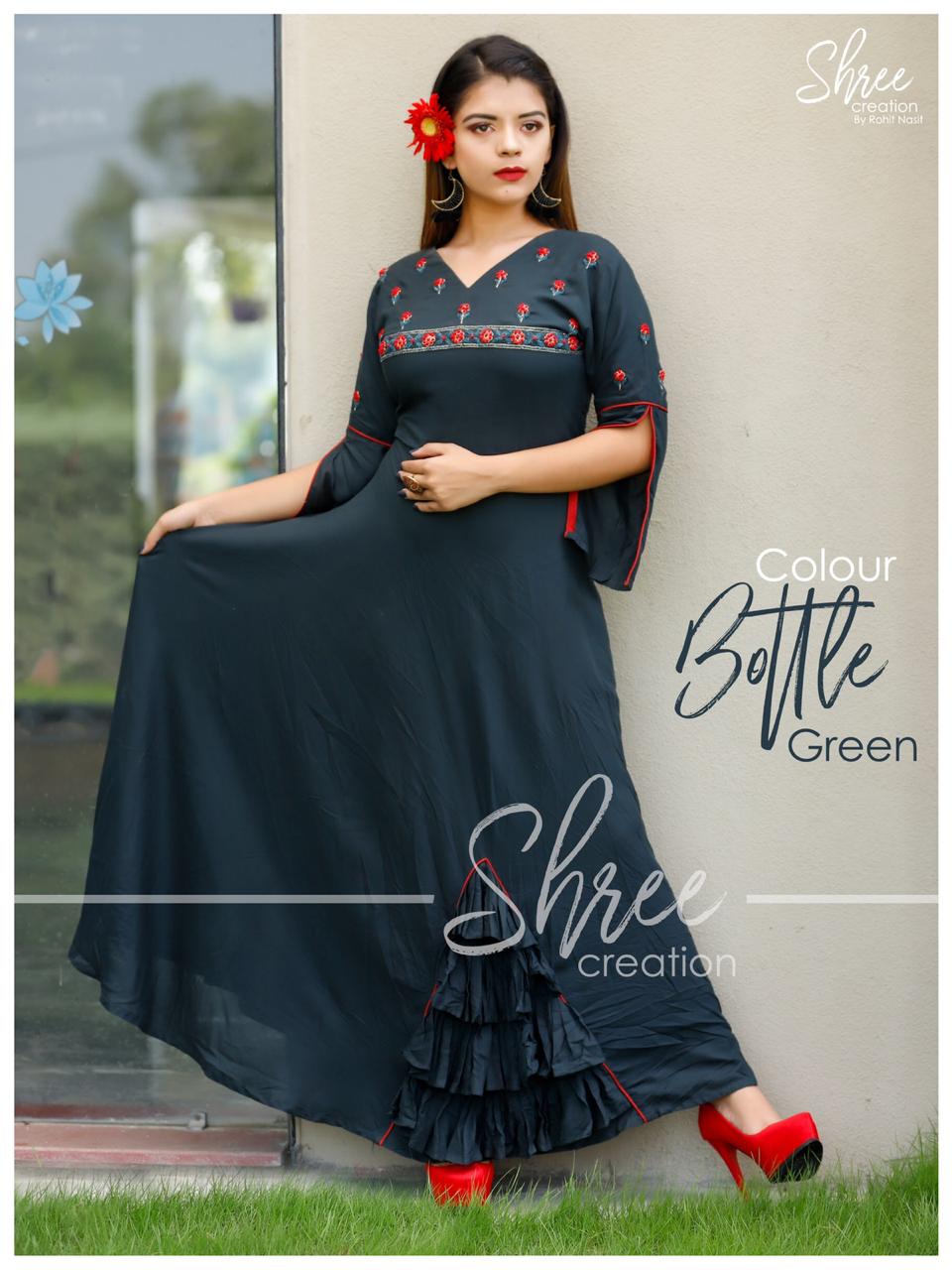 Navyariti Vol-1 By Shree Creation Beautiful Designer Stylish Colorful Fancy Party Wear & Ethnic Wear & Ready To Wear Heavy Rayon & Muslin Kurtis At Wholesale Price