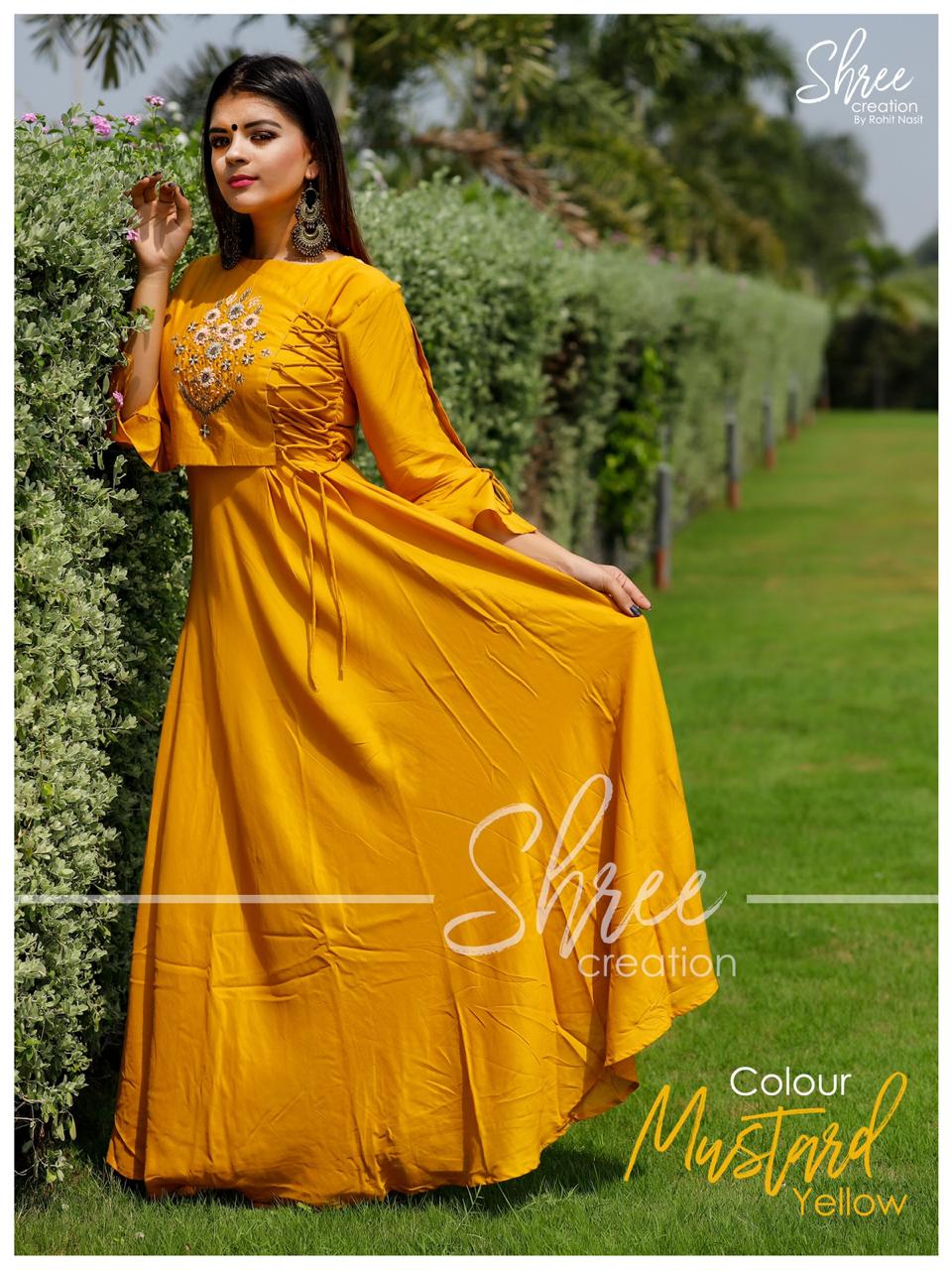 Navyariti Vol-1 By Shree Creation Beautiful Designer Stylish Colorful Fancy Party Wear & Ethnic Wear & Ready To Wear Heavy Rayon & Muslin Kurtis At Wholesale Price