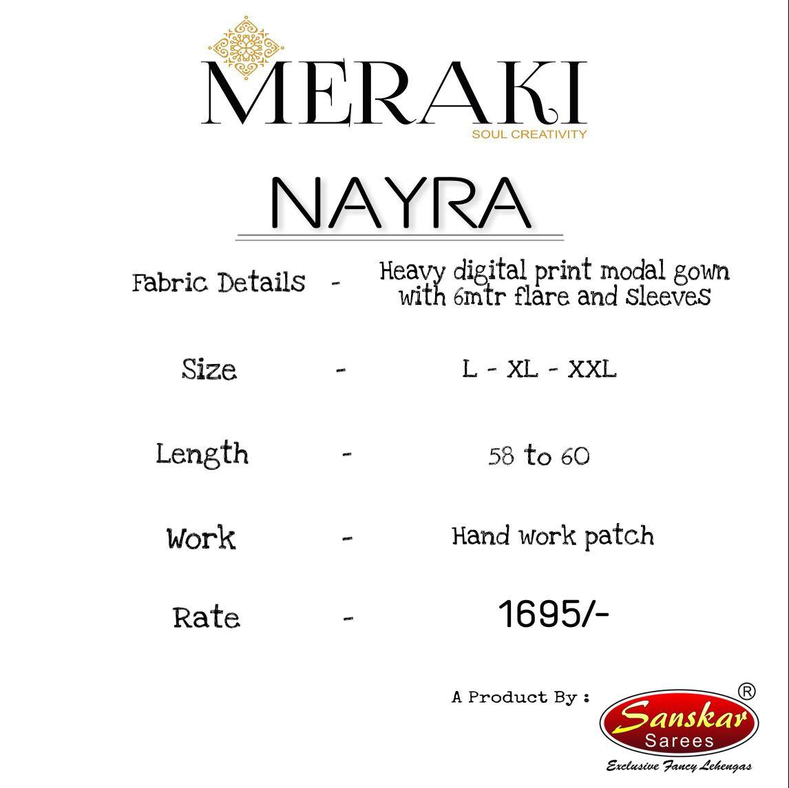 Nayra By Meraki 4037 To 4042 Series Designer Collection Gowns Beautiful Stylish Fancy Colorful Party Wear & Occasional Wear Heavy Modal Printed Gowns At Wholesale Price