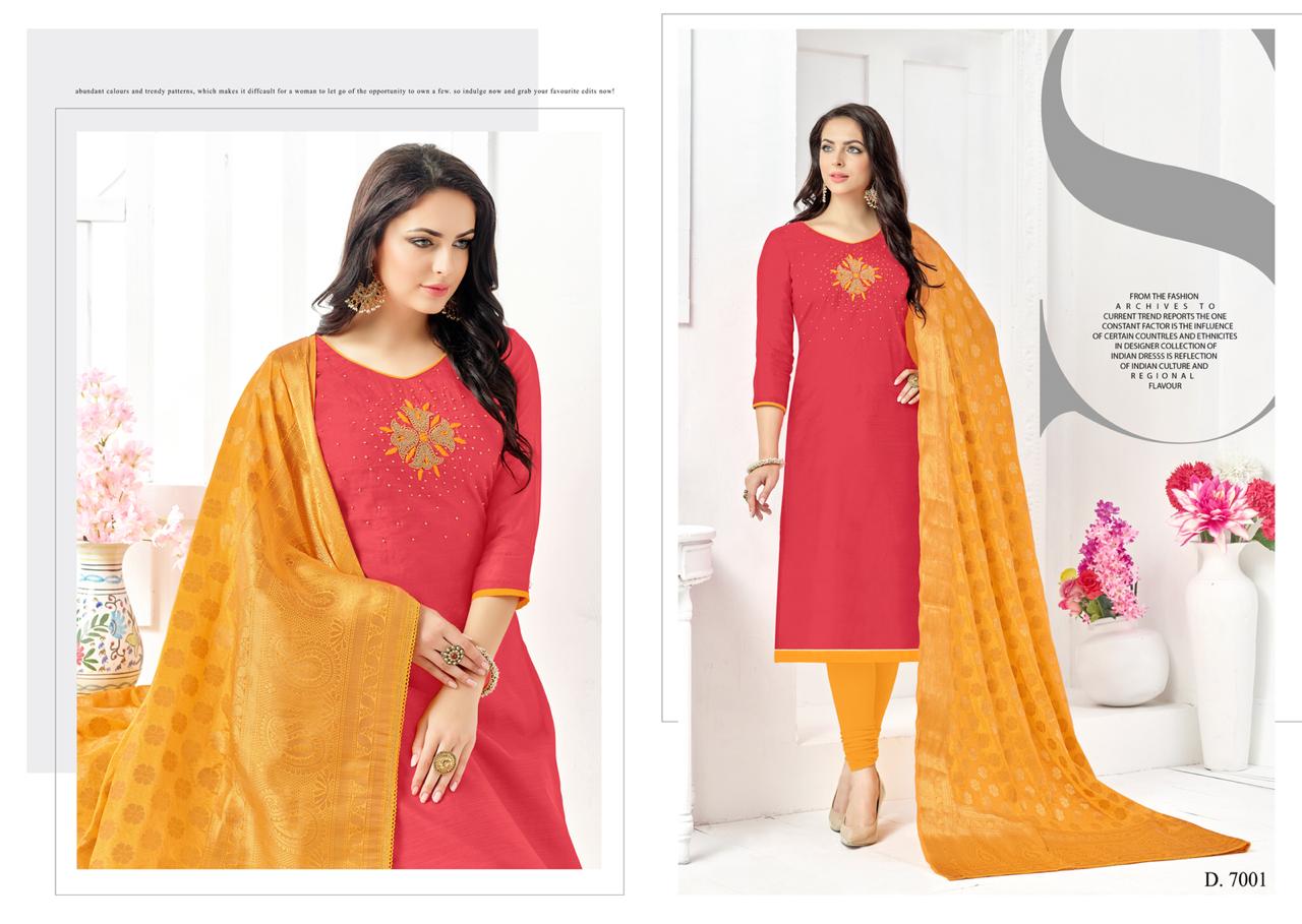 Naysa Vol-3 By Assian Art 7001 To 7012 Series Beautiful Stylish Fancy Colorful Casual Wear & Ethnic Wear Slub Modal Silk Embroidered Dresses At Wholesale Price