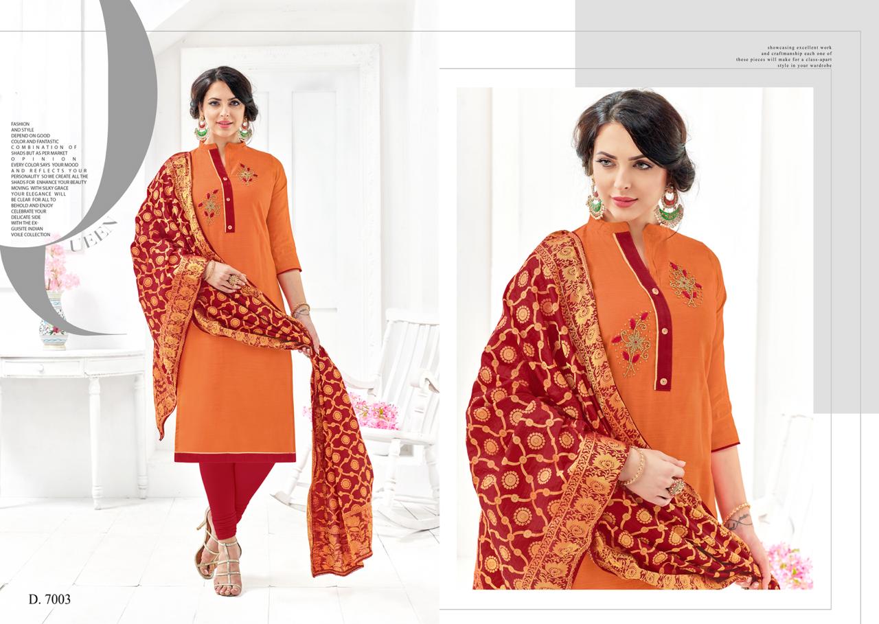 Naysa Vol-3 By Assian Art 7001 To 7012 Series Beautiful Stylish Fancy Colorful Casual Wear & Ethnic Wear Slub Modal Silk Embroidered Dresses At Wholesale Price