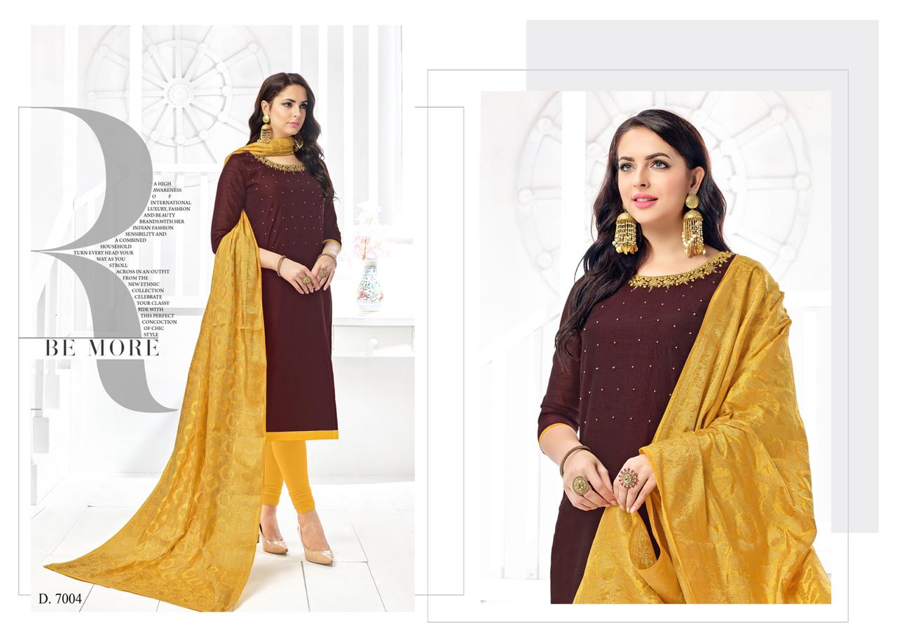 Naysa Vol-3 By Assian Art 7001 To 7012 Series Beautiful Stylish Fancy Colorful Casual Wear & Ethnic Wear Slub Modal Silk Embroidered Dresses At Wholesale Price