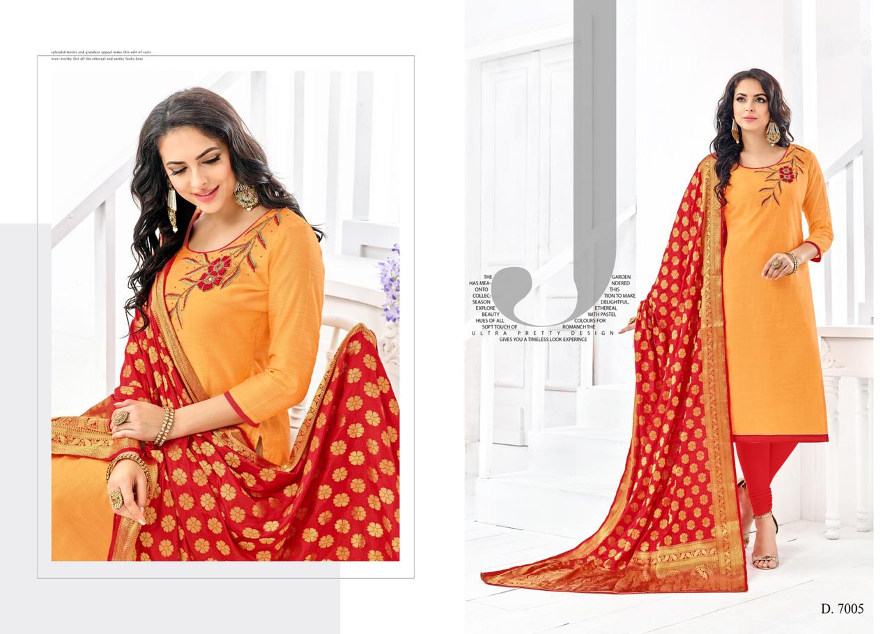 Naysa Vol-3 By Assian Art 7001 To 7012 Series Beautiful Stylish Fancy Colorful Casual Wear & Ethnic Wear Slub Modal Silk Embroidered Dresses At Wholesale Price