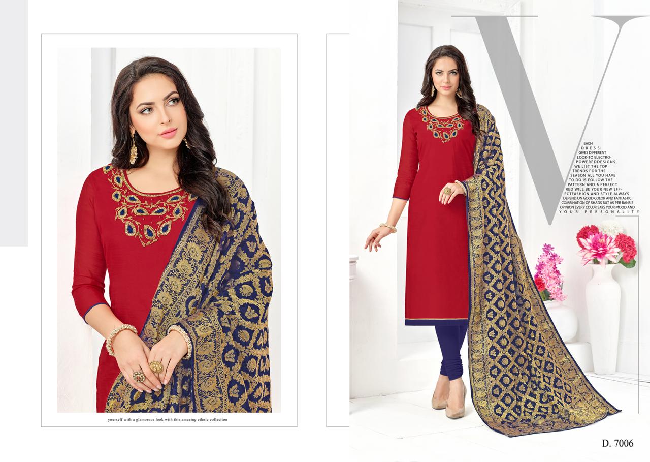 Naysa Vol-3 By Assian Art 7001 To 7012 Series Beautiful Stylish Fancy Colorful Casual Wear & Ethnic Wear Slub Modal Silk Embroidered Dresses At Wholesale Price