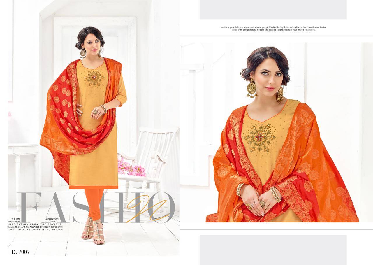 Naysa Vol-3 By Assian Art 7001 To 7012 Series Beautiful Stylish Fancy Colorful Casual Wear & Ethnic Wear Slub Modal Silk Embroidered Dresses At Wholesale Price
