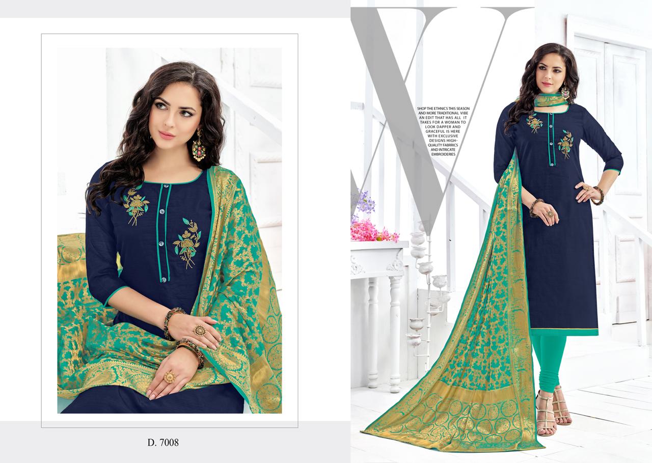 Naysa Vol-3 By Assian Art 7001 To 7012 Series Beautiful Stylish Fancy Colorful Casual Wear & Ethnic Wear Slub Modal Silk Embroidered Dresses At Wholesale Price