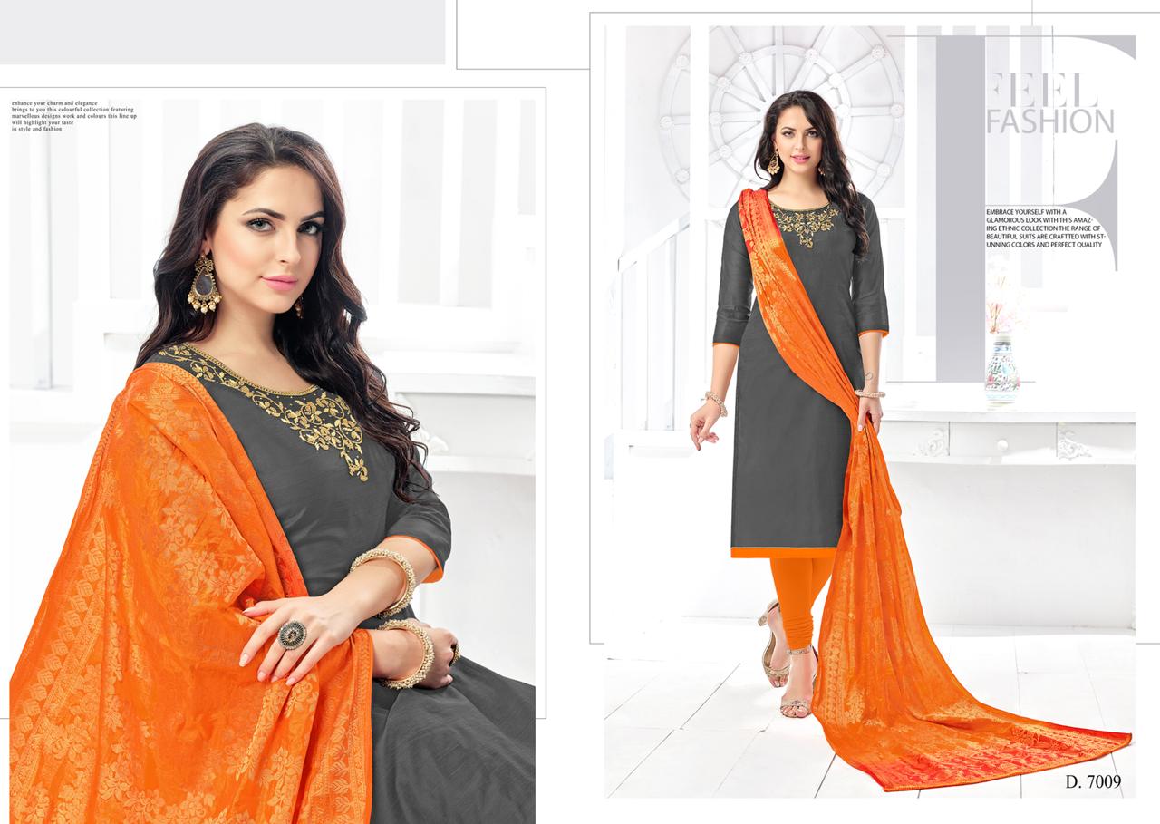 Naysa Vol-3 By Assian Art 7001 To 7012 Series Beautiful Stylish Fancy Colorful Casual Wear & Ethnic Wear Slub Modal Silk Embroidered Dresses At Wholesale Price