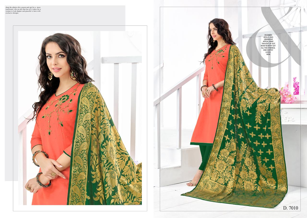 Naysa Vol-3 By Assian Art 7001 To 7012 Series Beautiful Stylish Fancy Colorful Casual Wear & Ethnic Wear Slub Modal Silk Embroidered Dresses At Wholesale Price