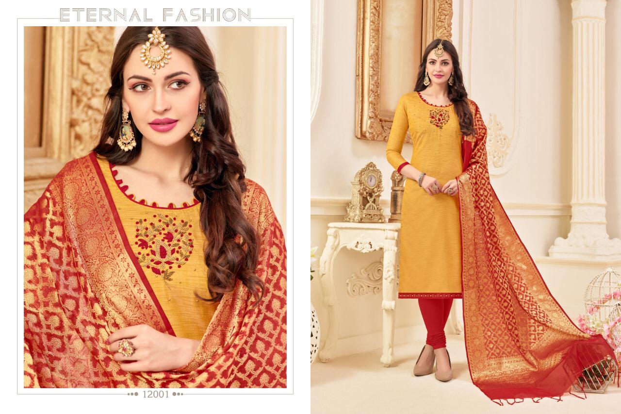 Naysa Vol-4 By Assian Art 12001 To 12012 Series Beautiful Stylish Fancy Colorful Casual Wear & Ethnic Wear Pure Banarasi Embroidered Dresses At Wholesale Price