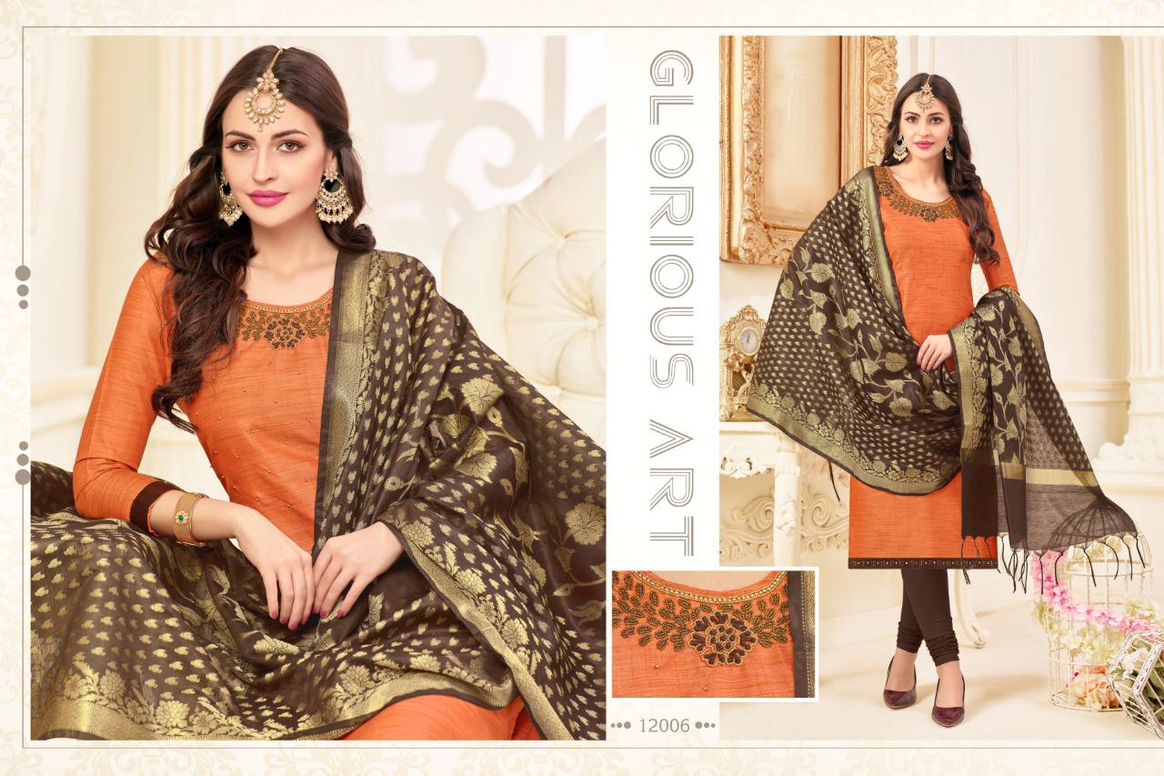 Naysa Vol-4 By Assian Art 12001 To 12012 Series Beautiful Stylish Fancy Colorful Casual Wear & Ethnic Wear Pure Banarasi Embroidered Dresses At Wholesale Price