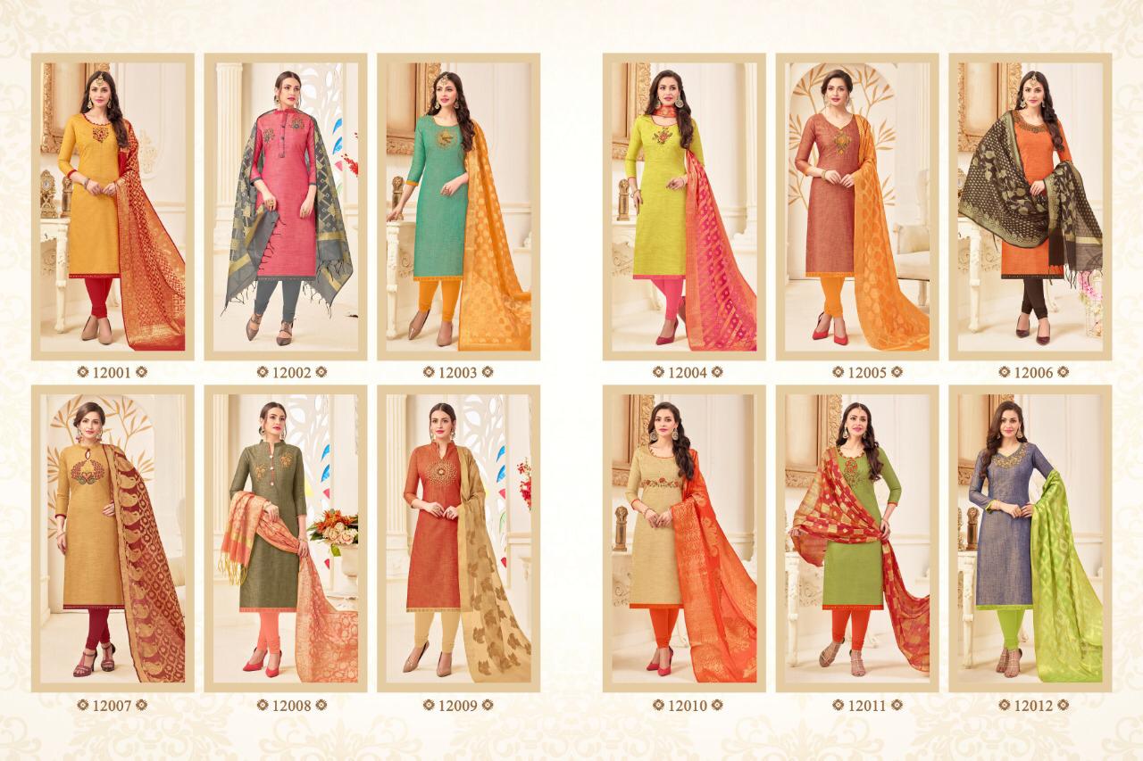 Naysa Vol-4 By Assian Art 12001 To 12012 Series Beautiful Stylish Fancy Colorful Casual Wear & Ethnic Wear Pure Banarasi Embroidered Dresses At Wholesale Price
