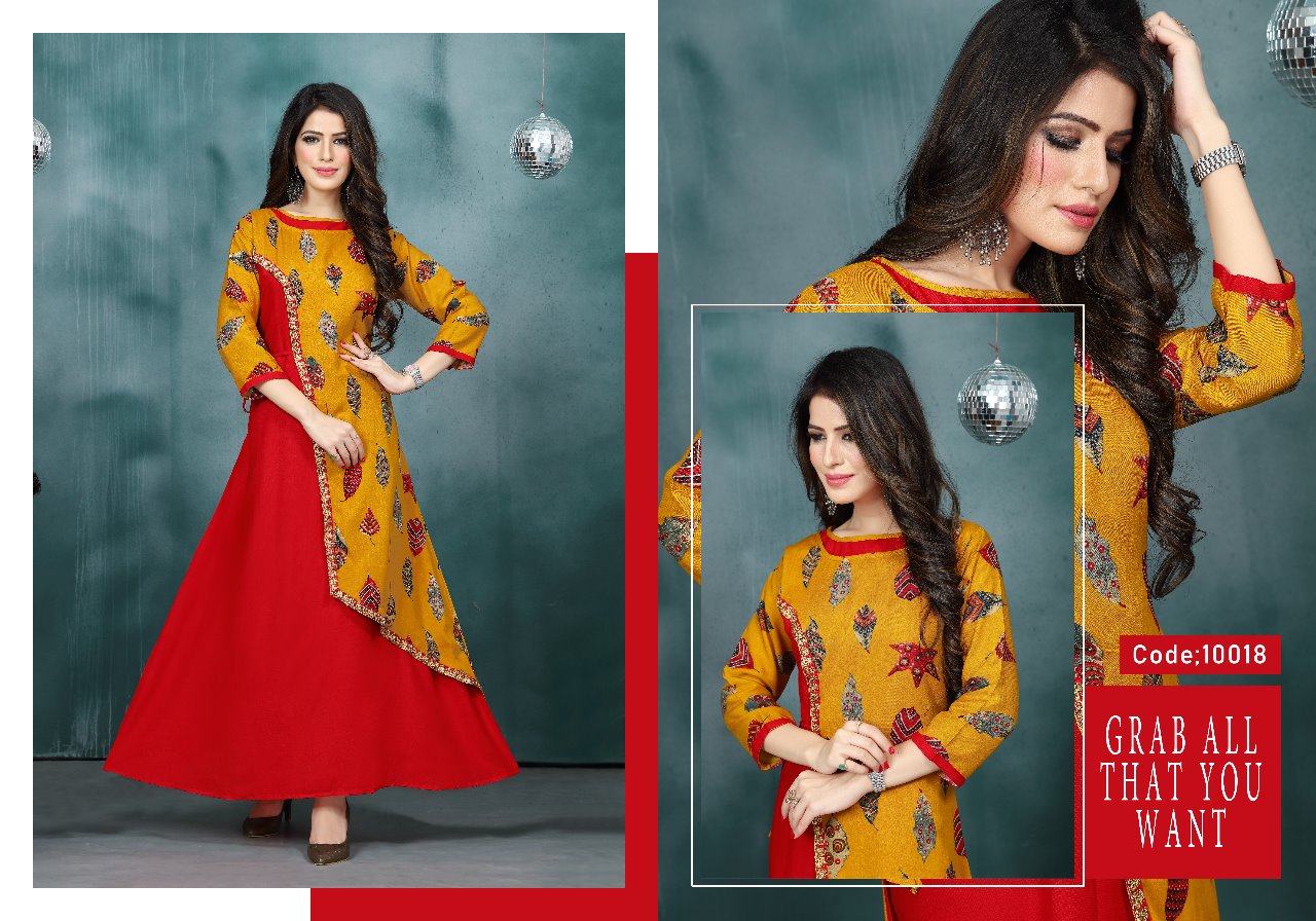 Naysha By Neeti Creation 50018 To 50022 Series Stylish Fancy Beautiful Colorful Casual Wear & Ethnic Wear Heavy Rayon Print & Plain Kurtis At Wholesale Price