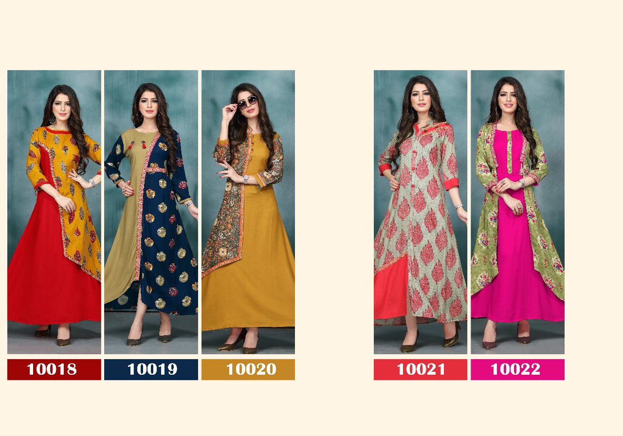Naysha By Neeti Creation 50018 To 50022 Series Stylish Fancy Beautiful Colorful Casual Wear & Ethnic Wear Heavy Rayon Print & Plain Kurtis At Wholesale Price