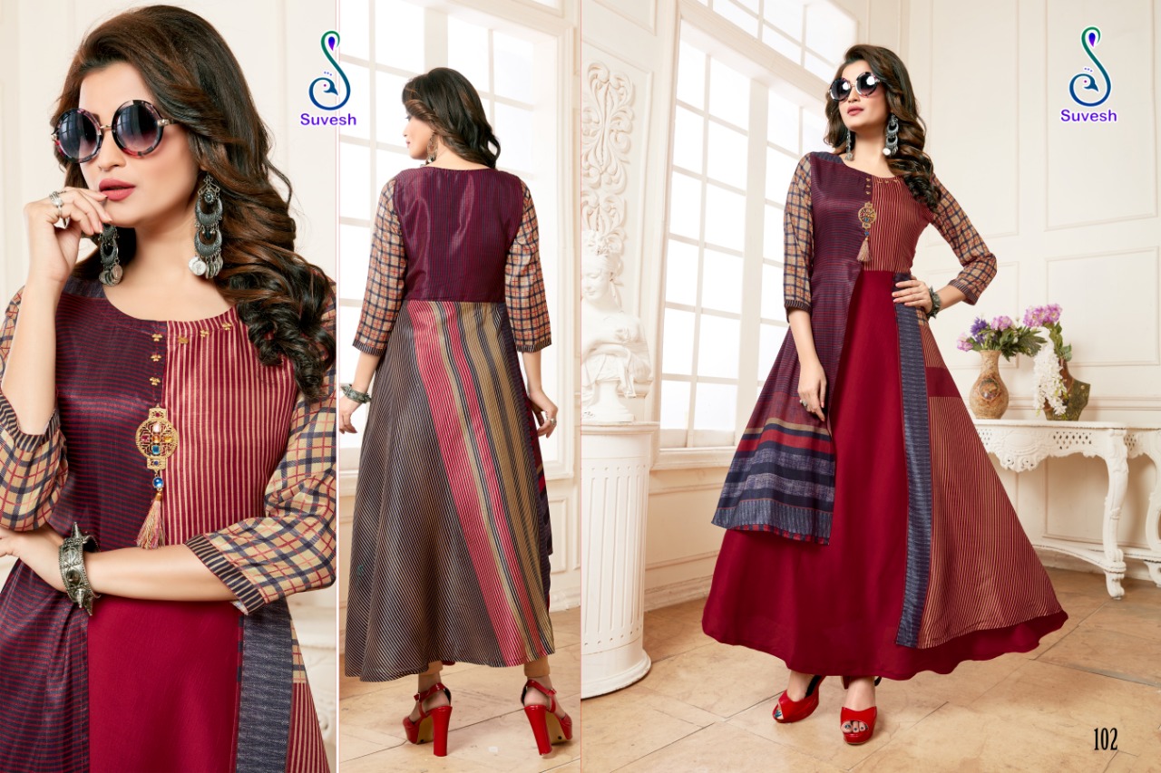 Nayyab By Suvesh 101 To 105 Series Beautiful Colorful Stylish Fancy Casual Wear & Ethnic Wear & Ready To Wear Muslin Digital Print Kurtis At Wholesale Price