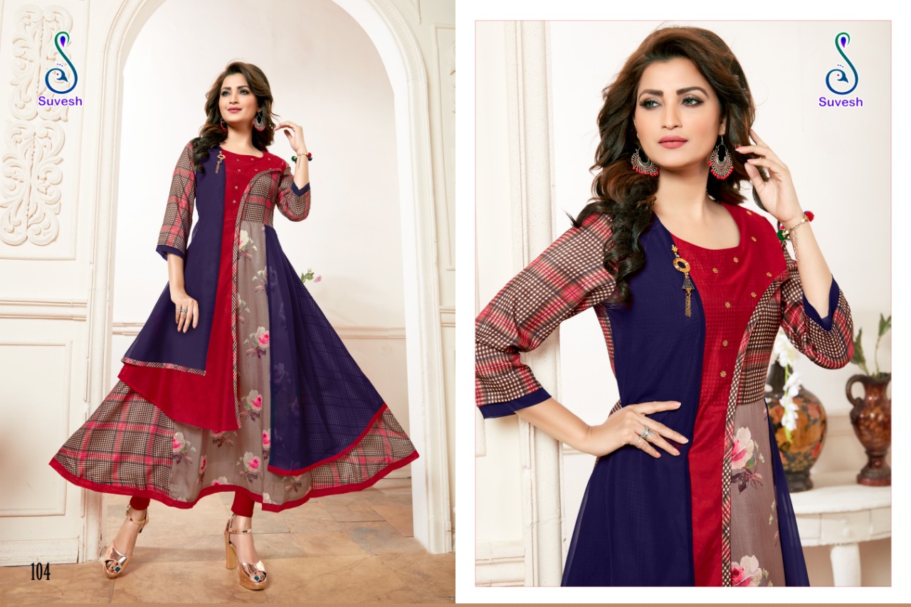 Nayyab By Suvesh 101 To 105 Series Beautiful Colorful Stylish Fancy Casual Wear & Ethnic Wear & Ready To Wear Muslin Digital Print Kurtis At Wholesale Price