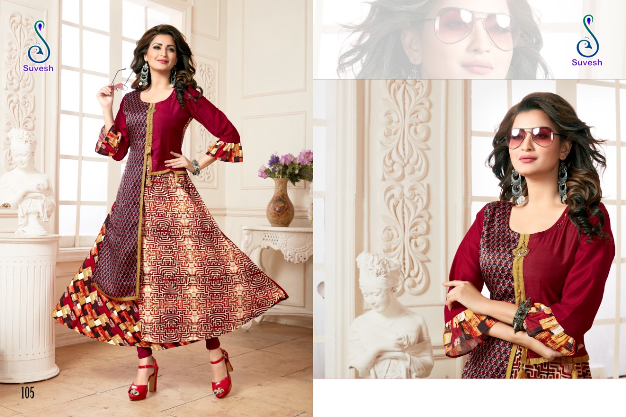 Nayyab By Suvesh 101 To 105 Series Beautiful Colorful Stylish Fancy Casual Wear & Ethnic Wear & Ready To Wear Muslin Digital Print Kurtis At Wholesale Price