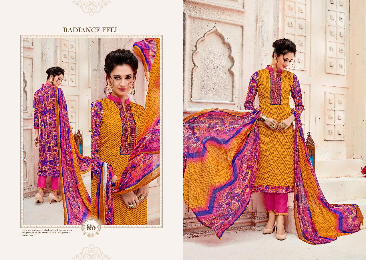 Nazakat Vol-4 By Ravi Creation 3013 To 3020 Series Beautiful Winter Suits Collection Stylish Fancy Colorful Casual Wear & Ethnic Wear Semi Cotton Printed With Embroidery Dresses At Wholesale Price