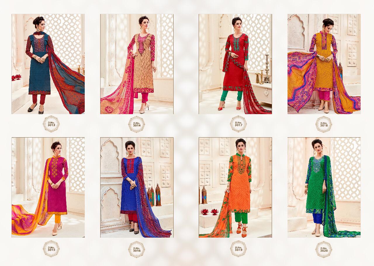 Nazakat Vol-4 By Ravi Creation 3013 To 3020 Series Beautiful Winter Suits Collection Stylish Fancy Colorful Casual Wear & Ethnic Wear Semi Cotton Printed With Embroidery Dresses At Wholesale Price