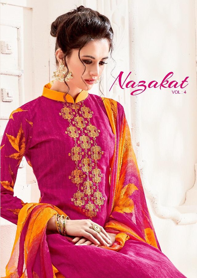 Nazakat Vol-4 By Ravi Creation 3013 To 3020 Series Beautiful Winter Suits Collection Stylish Fancy Colorful Casual Wear & Ethnic Wear Semi Cotton Printed With Embroidery Dresses At Wholesale Price
