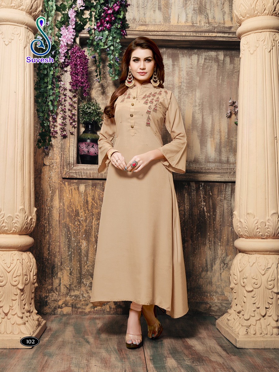 Nazam By Suvesh 101 To 106 Series Beautiful Colorful Stylish Fancy Casual Wear & Ethnic Wear & Ready To Wear Maslin Printed Kurtis At Wholesale Price