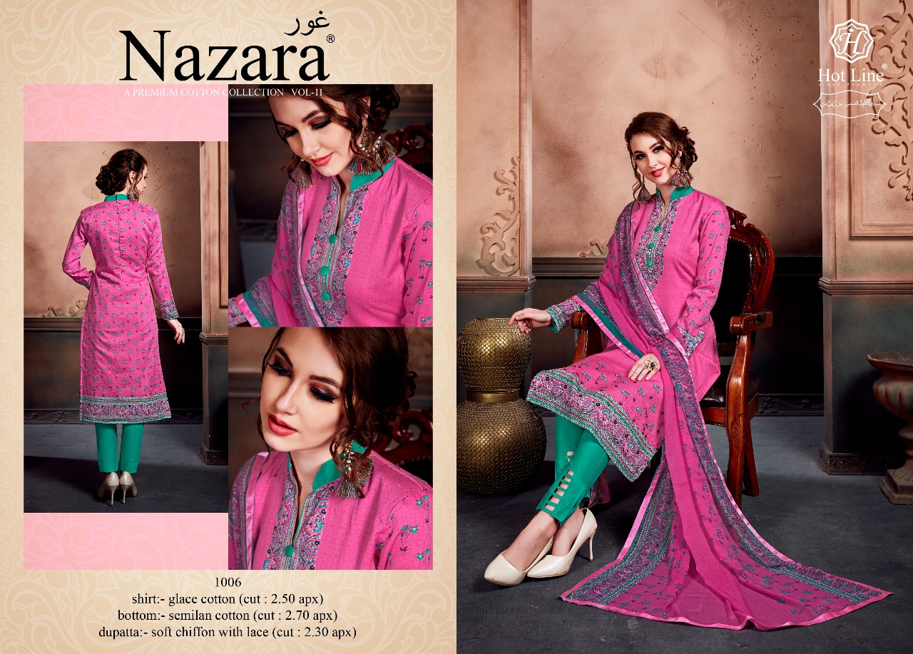 Nazara By Hot Line 1001 To 1010 Series Beautiful Suits Stylish Colorful Fancy Casual Wear & Ethnic Wear Pure Glace Cotton Printed Dresses At Wholesale Price