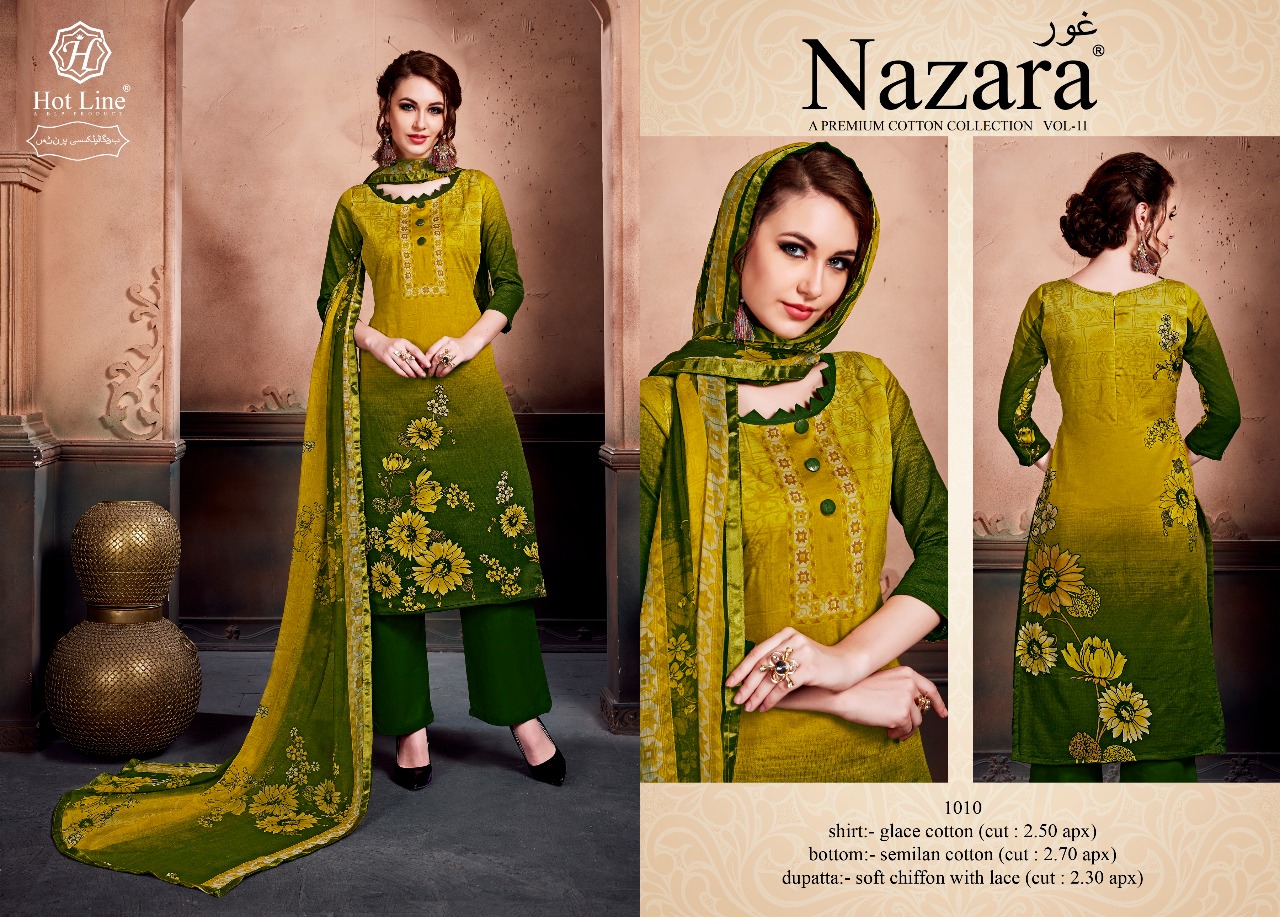 Nazara By Hot Line 1001 To 1010 Series Beautiful Suits Stylish Colorful Fancy Casual Wear & Ethnic Wear Pure Glace Cotton Printed Dresses At Wholesale Price
