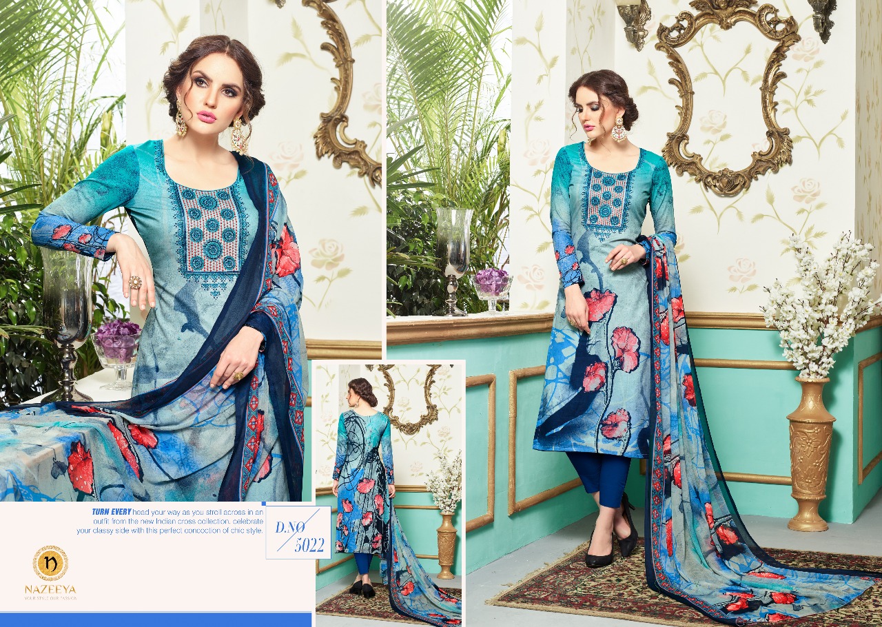 Nazeeya Vol-3 By Vivek Creation 5021 To 5030 Series Beautiful Fancy Colorful Stylish Party Wear & Ethnic Wear Cambric Embroidered & Printed Dresses At Wholesale Price