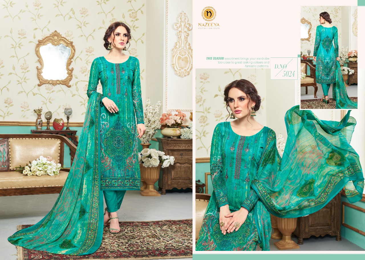 Nazeeya Vol-3 By Vivek Creation 5021 To 5030 Series Beautiful Fancy Colorful Stylish Party Wear & Ethnic Wear Cambric Embroidered & Printed Dresses At Wholesale Price