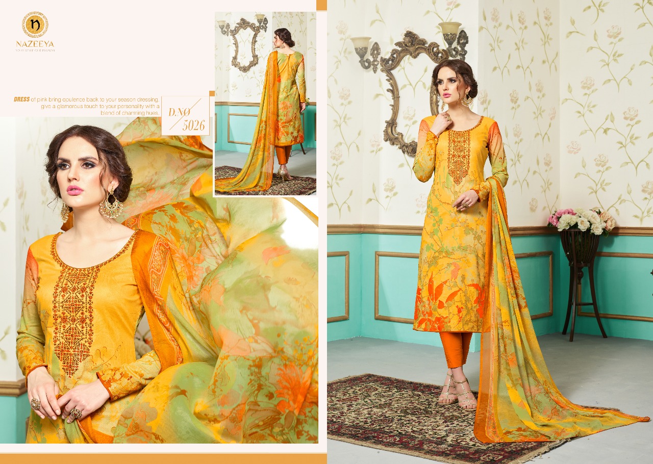 Nazeeya Vol-3 By Vivek Creation 5021 To 5030 Series Beautiful Fancy Colorful Stylish Party Wear & Ethnic Wear Cambric Embroidered & Printed Dresses At Wholesale Price